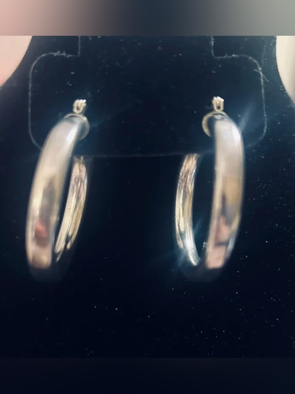 Sterling Silver SU 925 IN (Italy) Tube Hoop Earrings - Friction Latch  1” Long